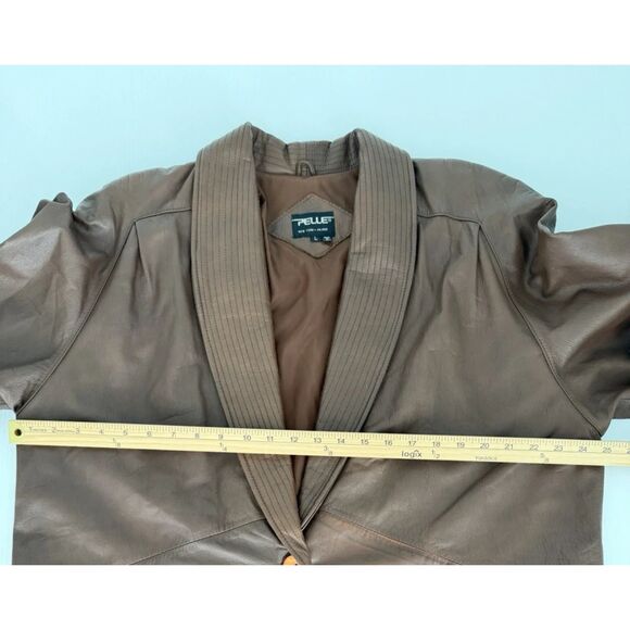 PELLE New York Milano 100% Leather Jacket Brown Women's Size L - Picture 6 of 12